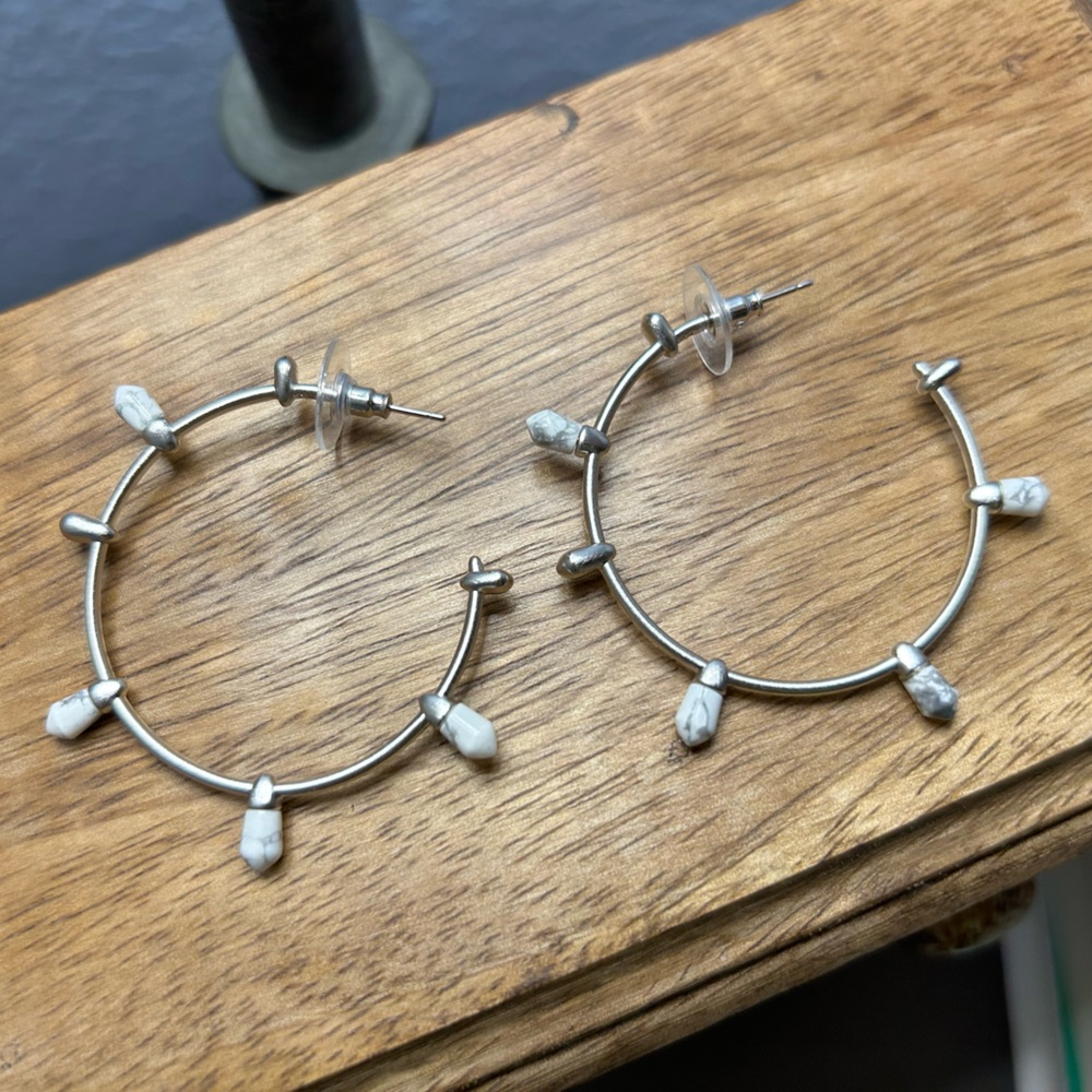 Kendra Scott Silver Hoop Earrings with White Accents